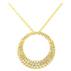 Diamant Pave und 18k Gelbgold "O" Slide Halskette, 1,66 Karat insgesamt 