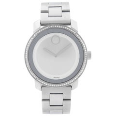 Movado Bold Stainless Steel Diamond Silver Dial Quartz Ladies Watch 3600149