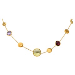 Vintage Marco Bicego Multi-Gem Citrine Quartz 18 Karat Gold Jaipur Station Necklace