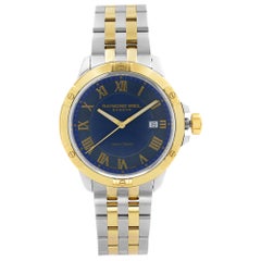 Raymond Weil Montre Tango en acier bicolore à cadran bleu et quartz pour hommes 8160-STP-00508