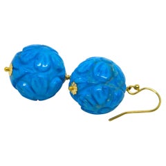 Decadent Jewels Carved Blue Howlite Gold Filled Earrings