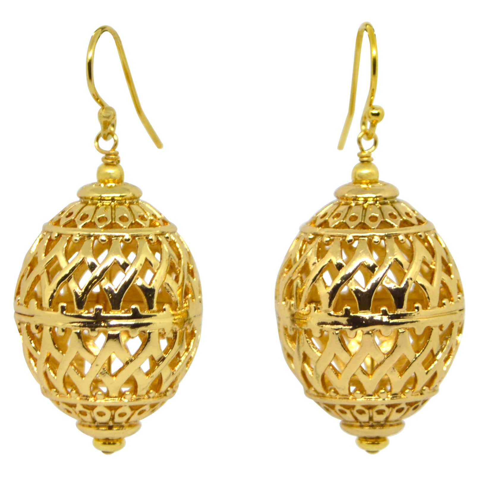 Decadent Jewels 24ct Gold Plated Brass Oval Filigree Earrings
