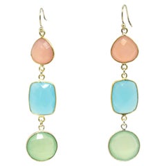 Decadent Jewels Chalcedony Faceted Sterling Silver Dangle Earrings