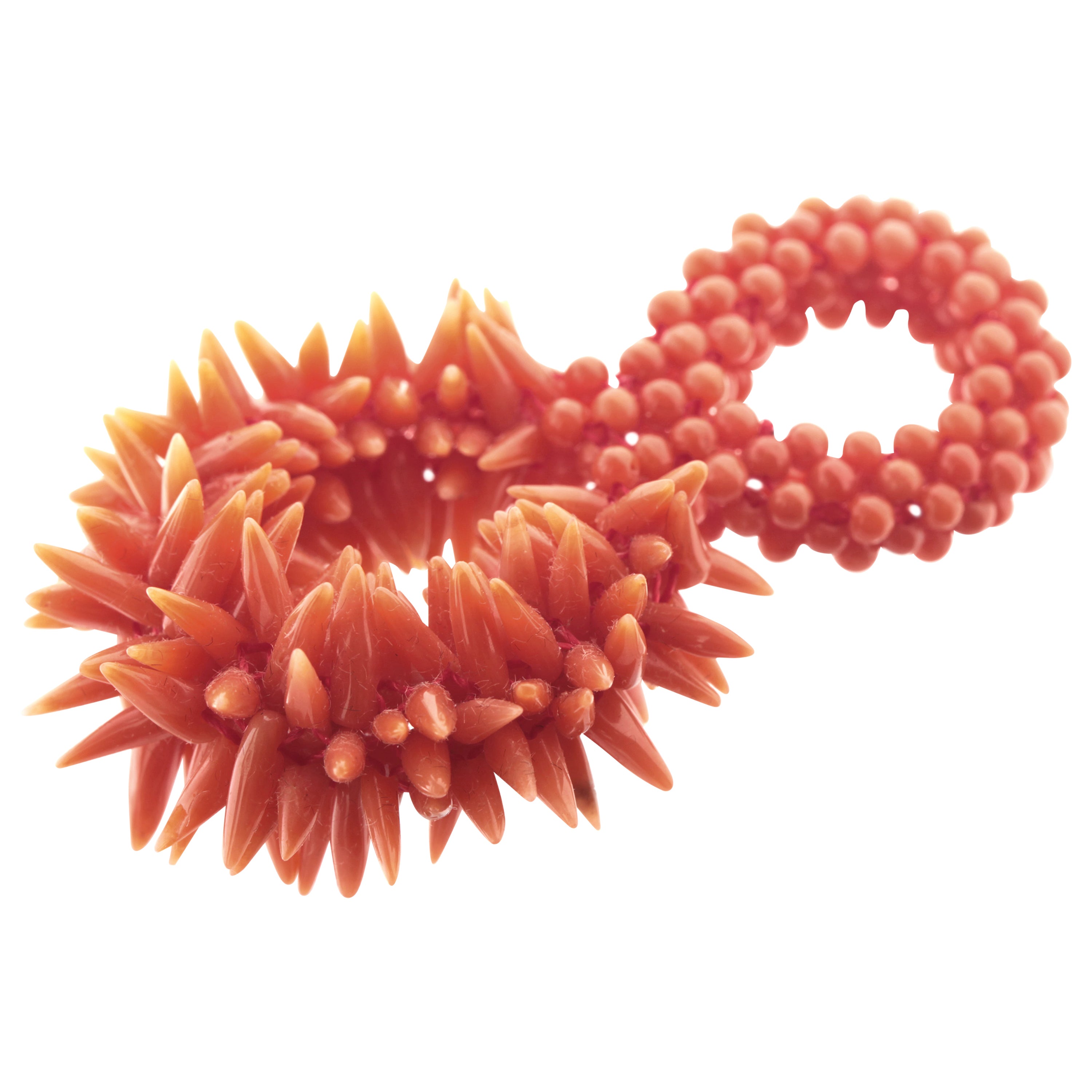 Intini Carved Mediterranean Red Coral Handmade Italy Pendant Summer Necklace For Sale
