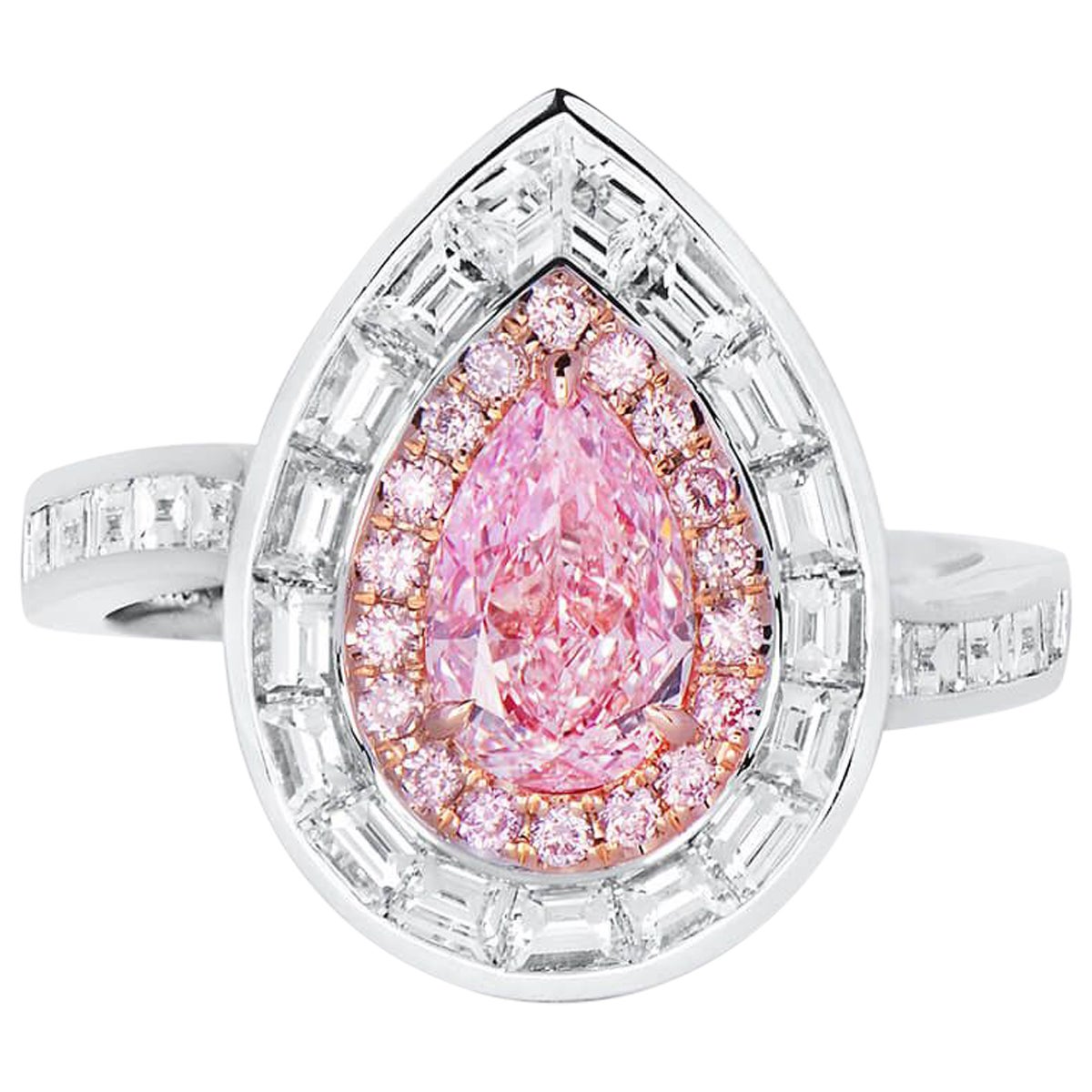 2.31 Carat Fancy Pink Diamond Ring 18 Karat White Gold GIA Certified For Sale