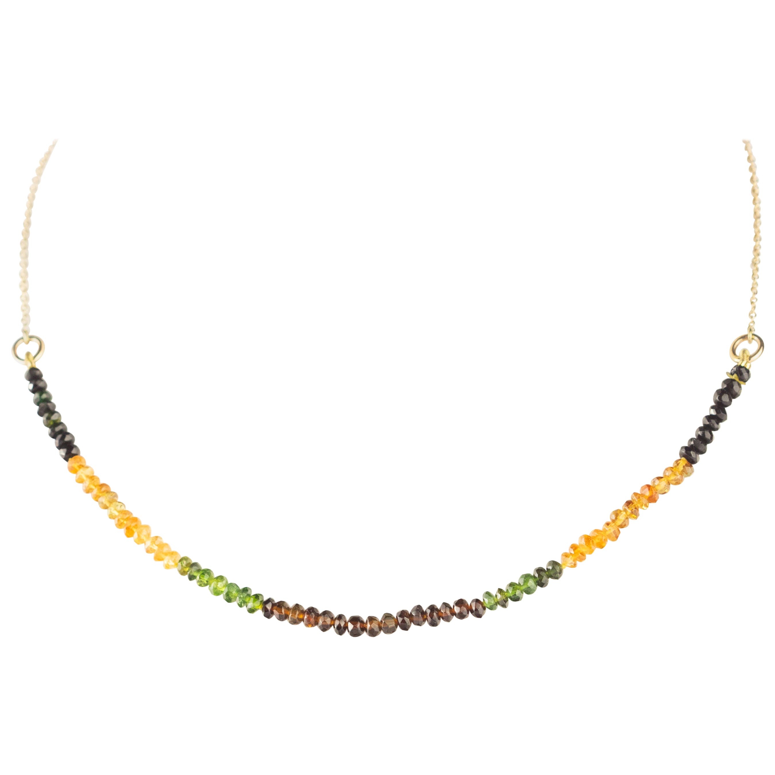 Intini Jewels Gold Plate Chain Tourmaline Rondelles Cocktail Beaded Necklace For Sale