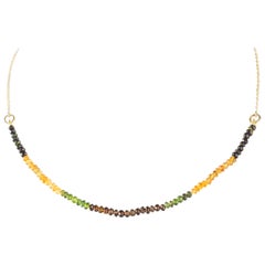 Intini Jewels Gold Plate Chain Tourmaline Rondelles Cocktail Beaded Necklace