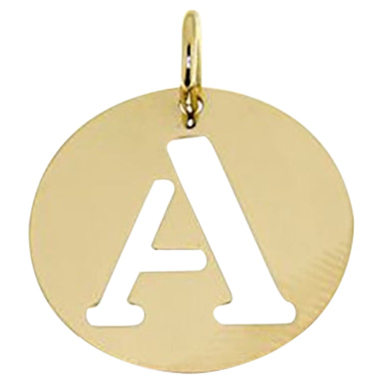 Alphabet Letter A 18k Yellow Gold Chain Pendant For Sale