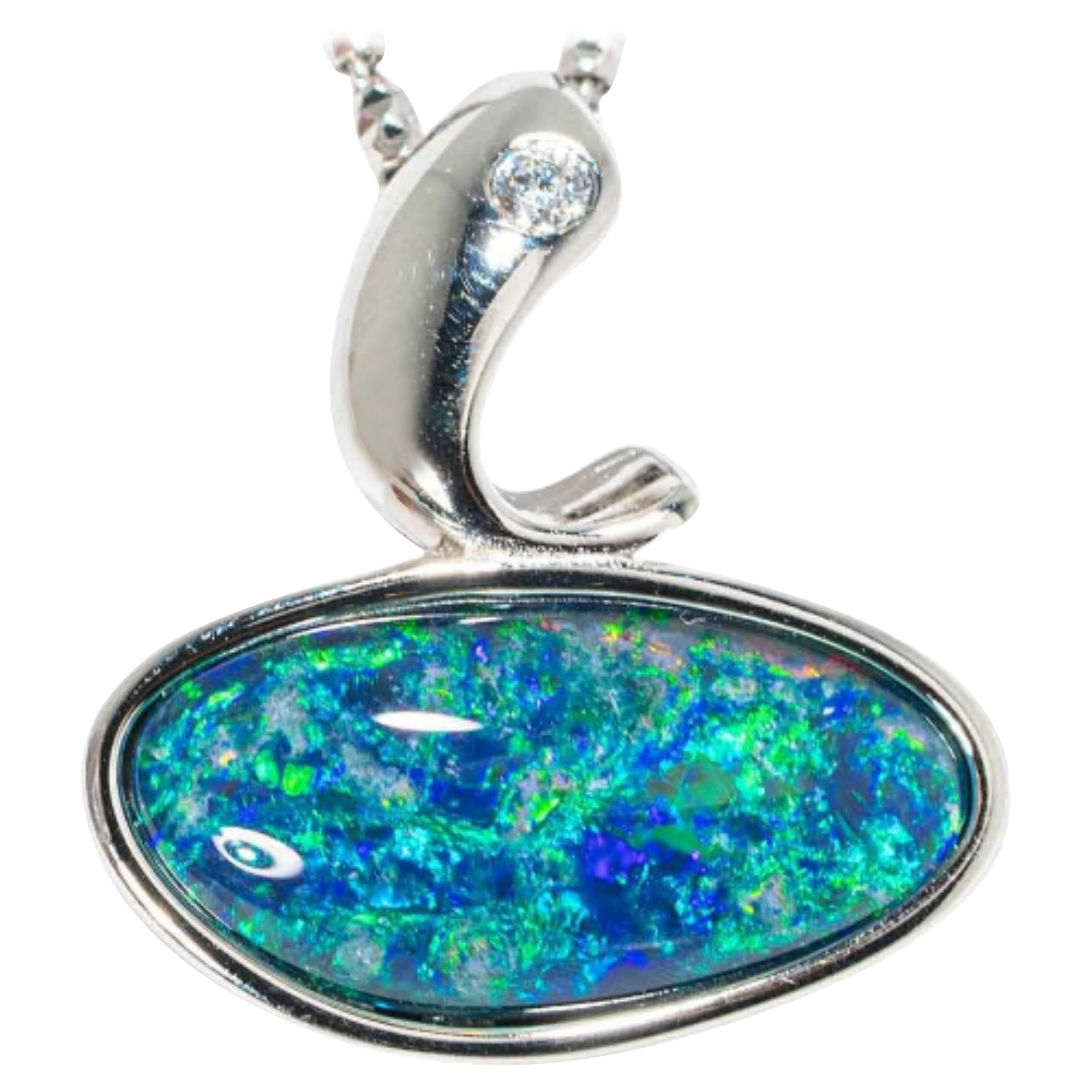 Australian Opal Necklace Sterling Silver For Sale