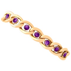 Antique 3.75 Carat Amethyst and Gold Bracelet with Heart Padlock Clasp