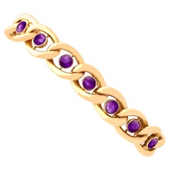 Antique 3.75 Carat Amethyst and Gold Bracelet with Heart Padlock Clasp