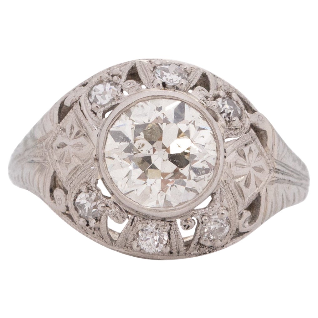 1.20 Carat Art Deco Diamond Platinum Engagement Ring