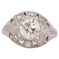 1.20 Carat Art Deco Diamond Platinum Engagement Ring
