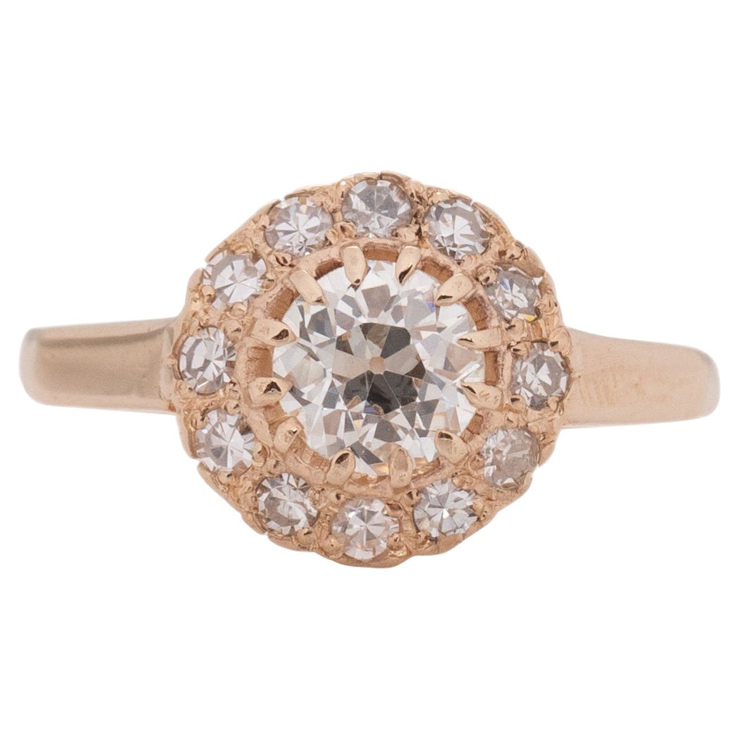 GIA Certified .70 Carat Edwardian Diamond 14 Karat Rose Gold Engagement Ring For Sale