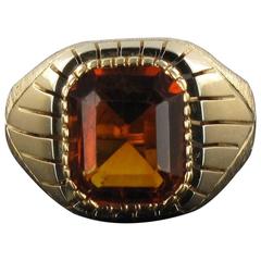 Vintage Haematoid Quartz Gold Signet Ring 