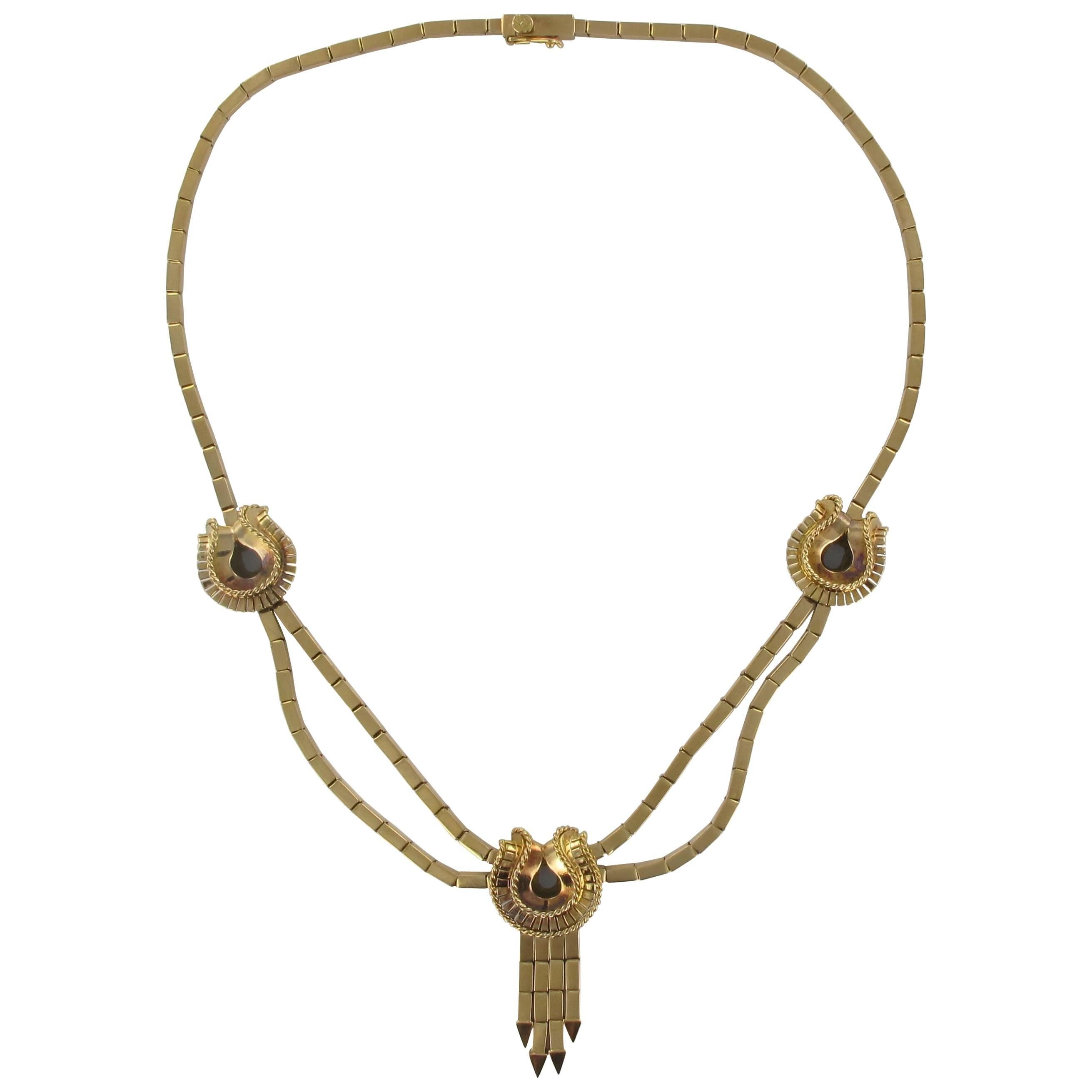 1940s French Retro 18 Karat Gold Mesh Necklace