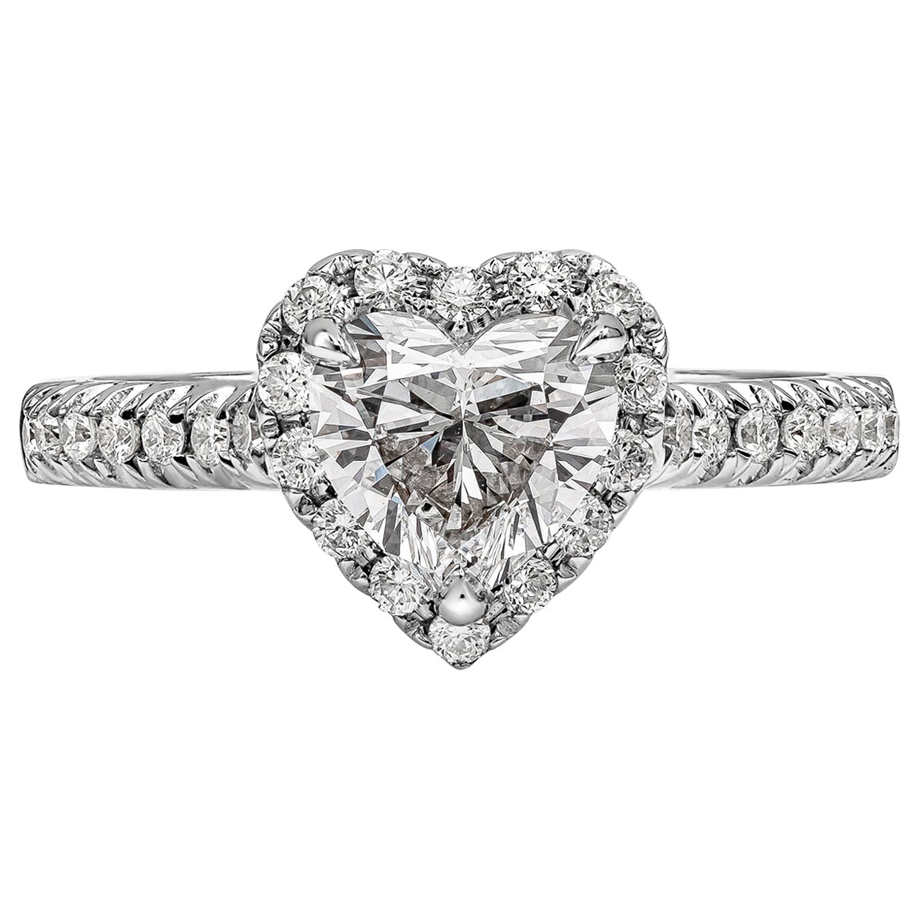 Roman Malakov GIA Certified 1.07 Carat Heart Shape Diamond Halo Engagement Ring