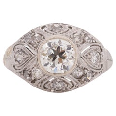 GIA Certified 1.09 Carat Art Deco Diamond Platinum Engagement Ring