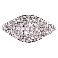 RUCHI Rose-Cut White Diamond with Black Diamond Pavé White Gold Bangle 