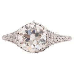 GIA Certified 1.95 Carat Art Deco Diamond Platinum Engagement Ring