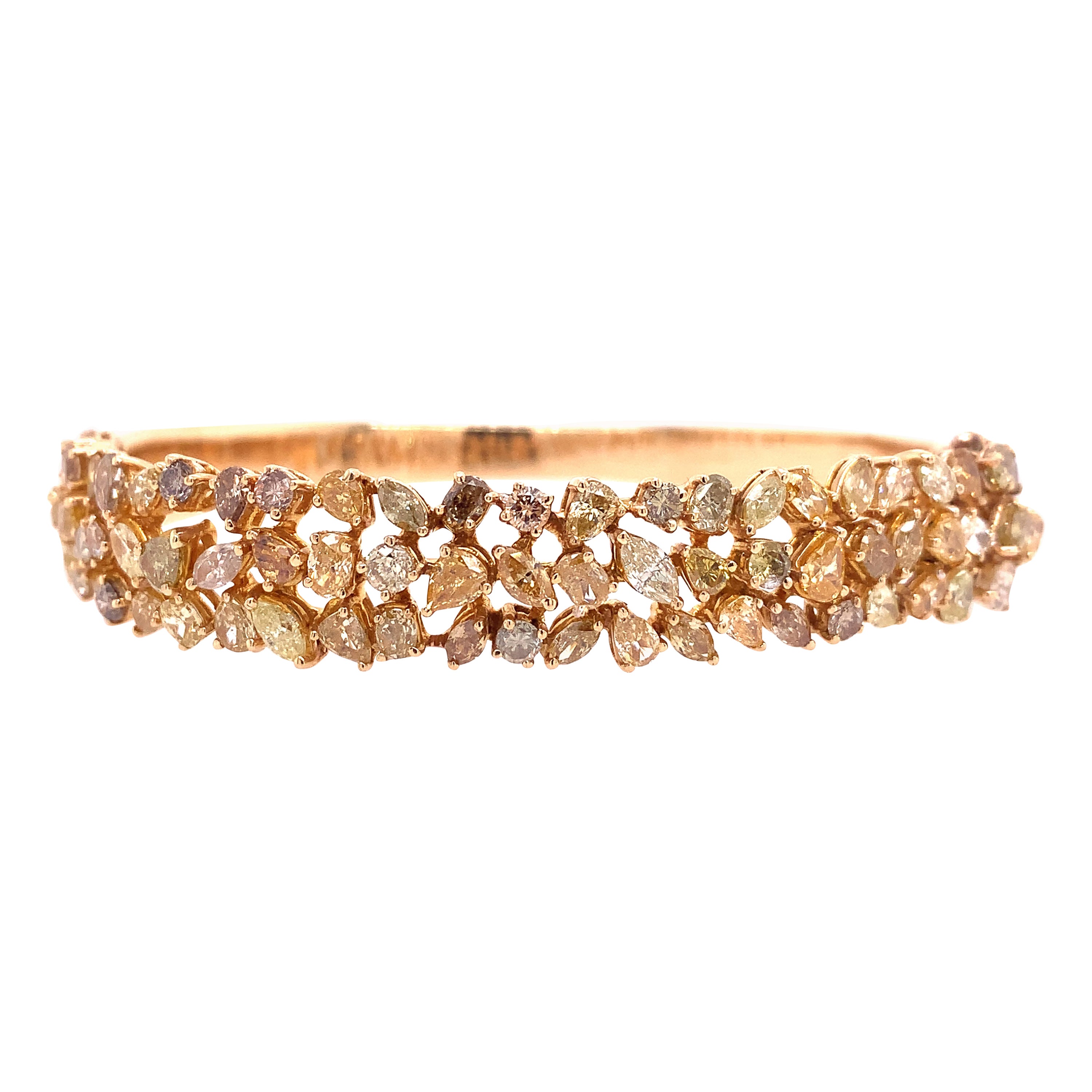 RUCHI Mixed-Shape Fancy Yellow Diamond Yellow Gold Bangle For Sale