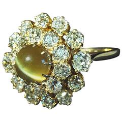 Cat
s Eye Chrysoberyl Diamond Gold Ring