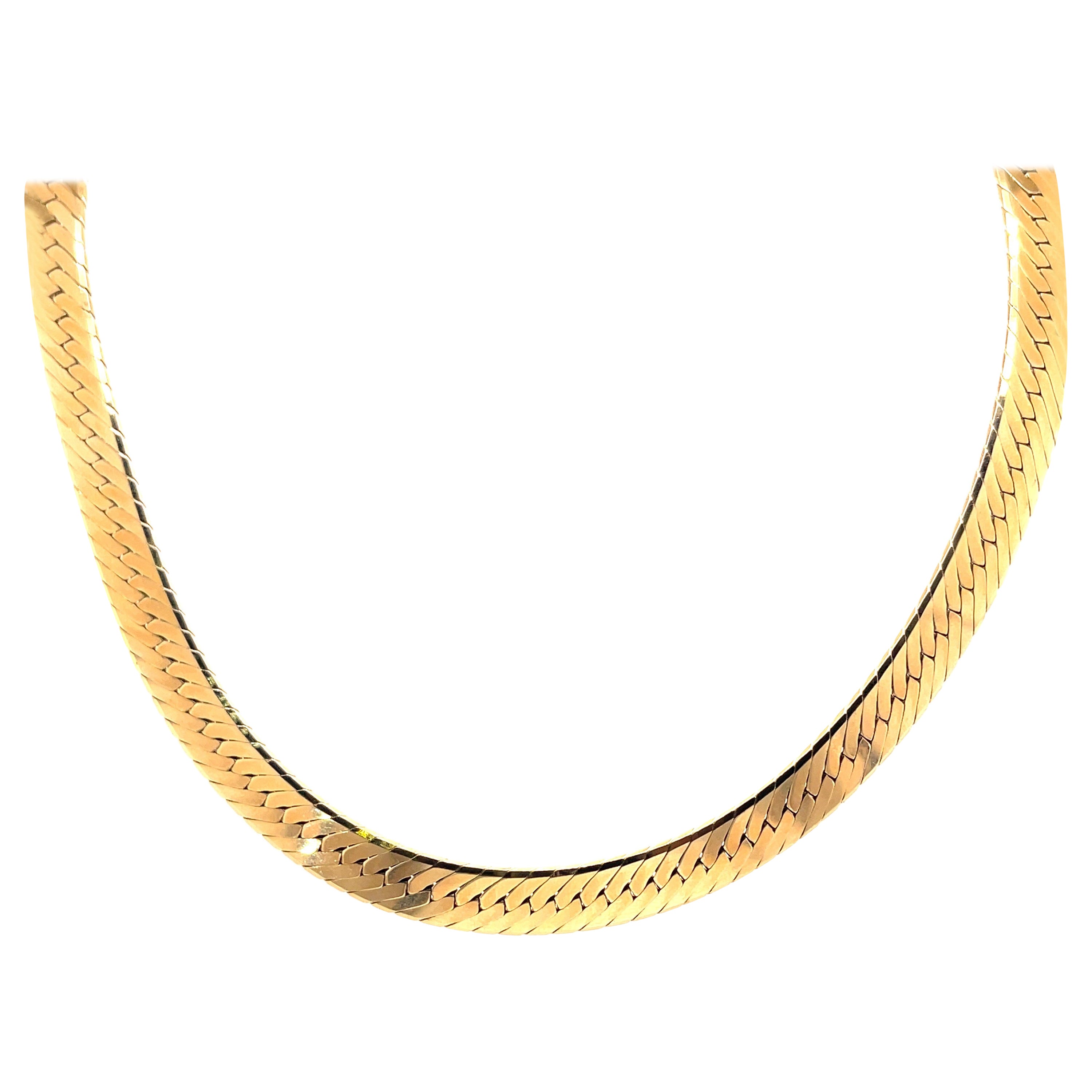 Vintage Gold Herringbone Chain Necklace