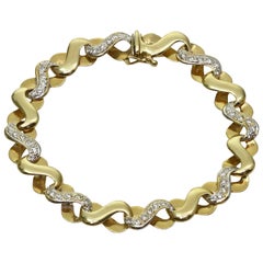 Italian Diamond Yellow Gold Link Bracelet