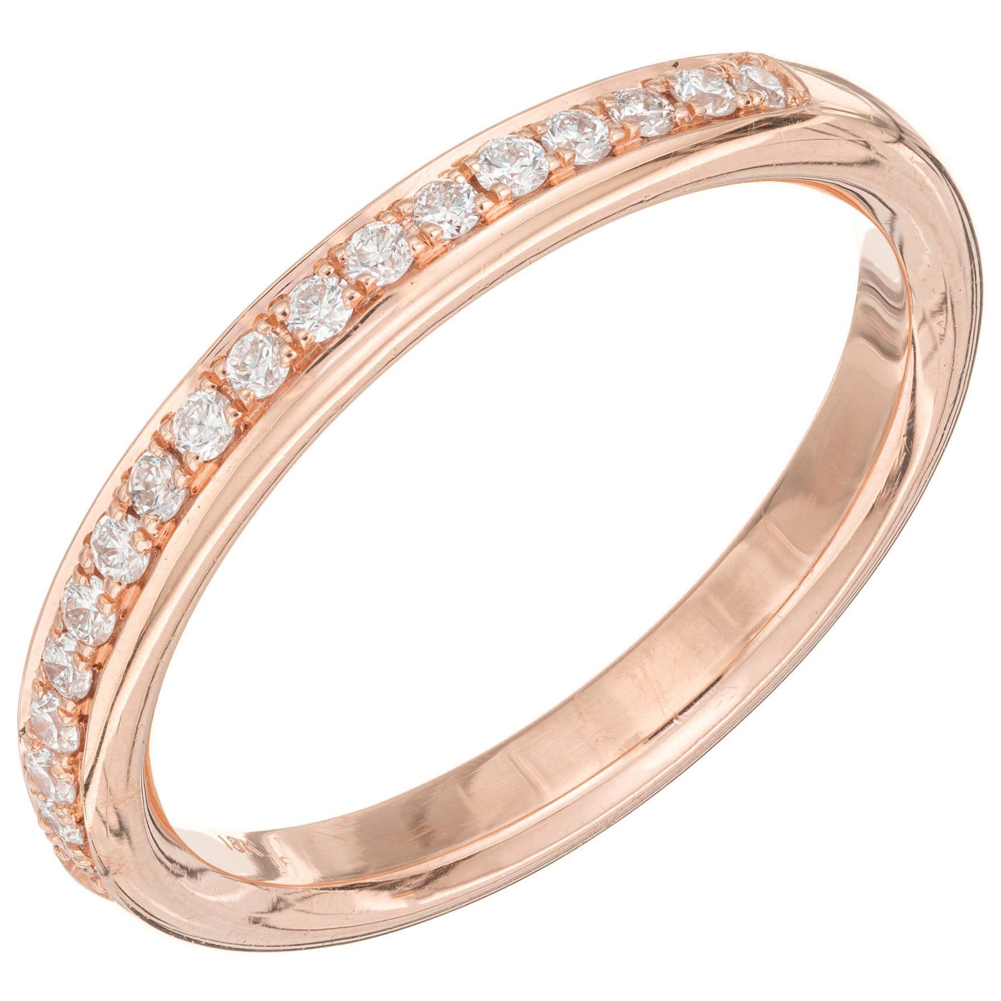 Peter Suchy Bead Set Pave Diamond Rose Gold Wedding Band Ring  For Sale