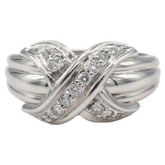 Tiffany & Co. 18 Karat White Gold Signature "X" Diamond Ring