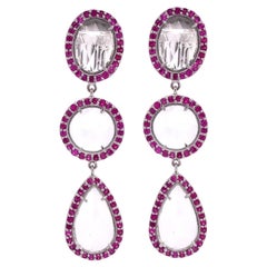 Lucea New York White Topaz and Pink Sapphire Drop Earrings