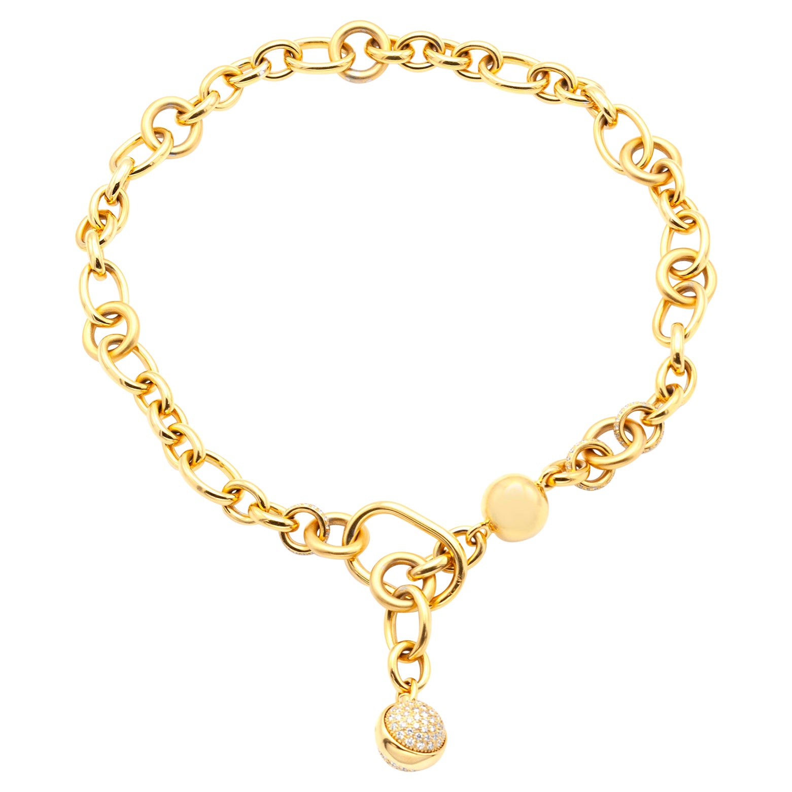 Pomellato Graduated Oval Link Yellow Gold Necklace For Sale at 1stDibs