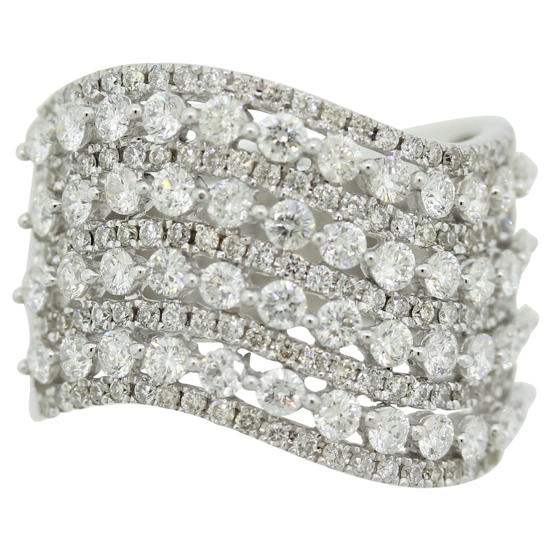 Diamond Gold MultiRow Interlocking Ring at 1stDibs
