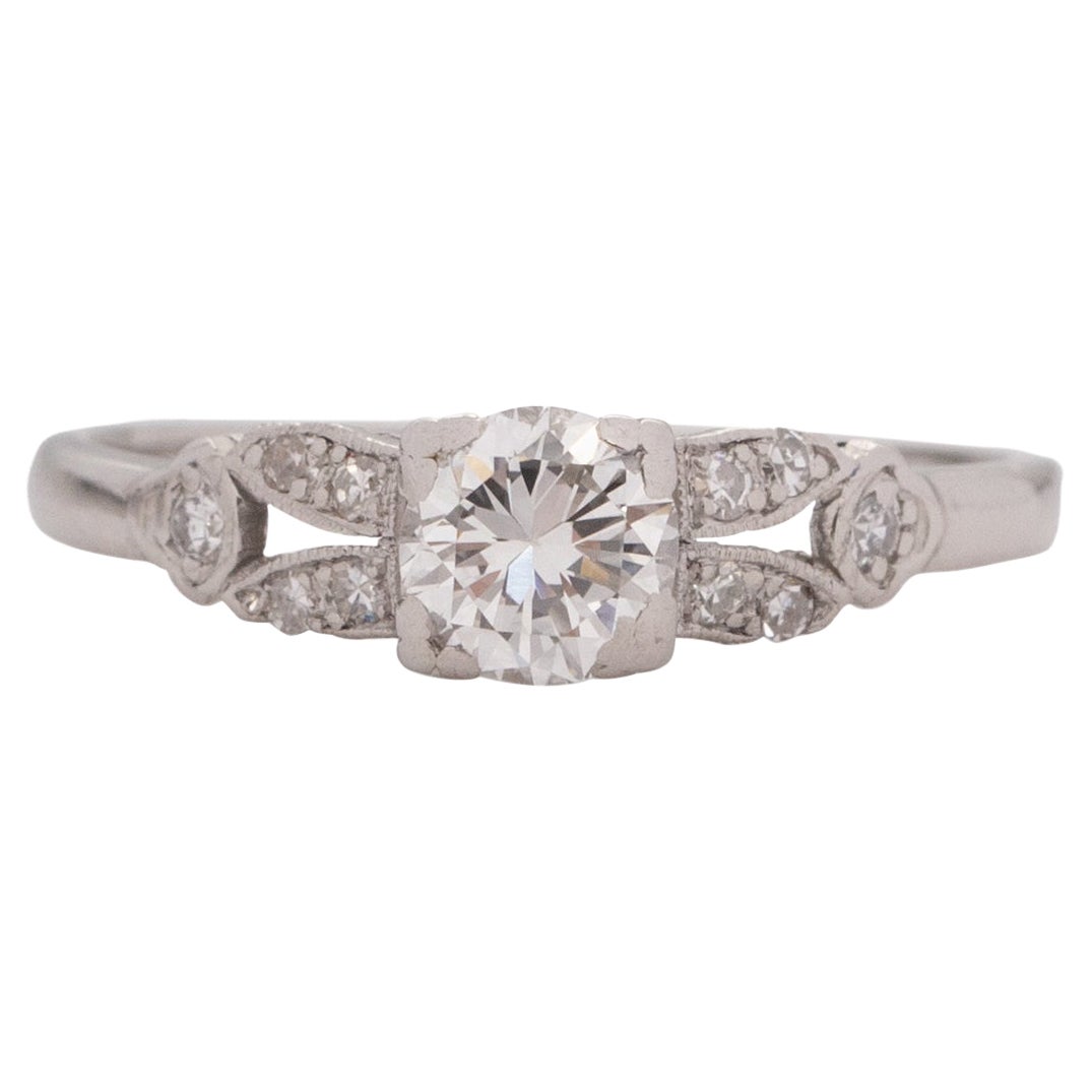 .50 Carat Art Deco Diamond Platinum Engagement Ring For Sale