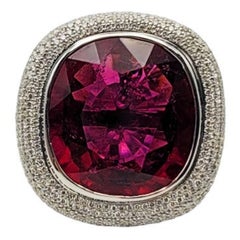 Red Rubelite and Diamond Ring