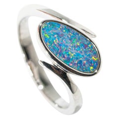 Australian Opal Ring Sterling Silver 
