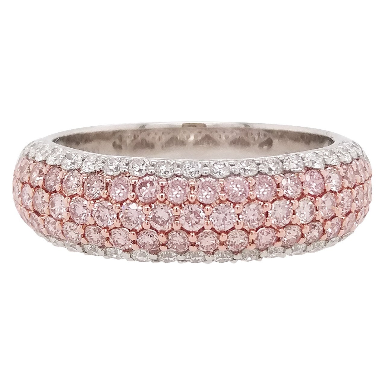 Natural Argyle Pink Diamond and White Diamond in Platinum Band Ring