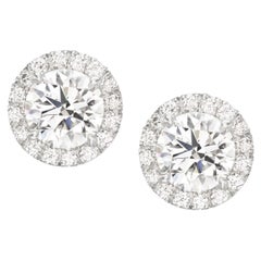 4.82 Carat Round Brilliant Cut Diamond Halo Studs