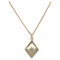 Vintage .12ct Diamond Locket in 18K Yellow Gold W/ Compass