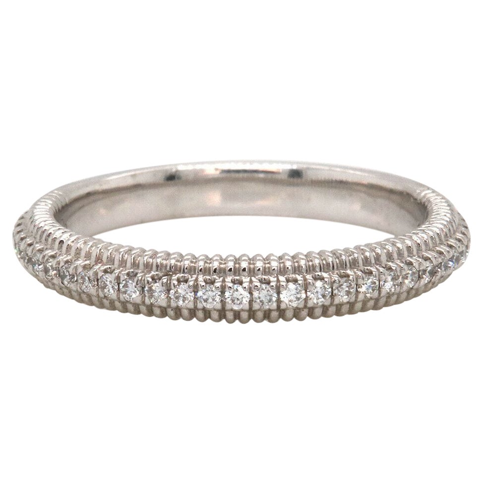 New Gabriel & Co. Shared Prong Diamond Milgrain Band Ring in 14K White Gold For Sale