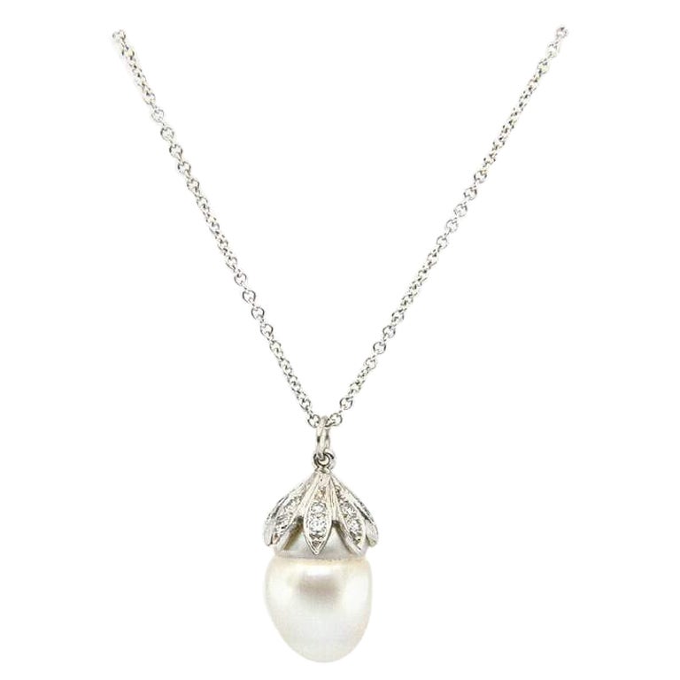 South Sea Pearl and Diamond Pearl Pendant in 14kt White Gold For Sale ...