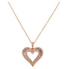 0.90ctw Diamond Open Triple Heart Pendant Necklace in 14K Rose Gold