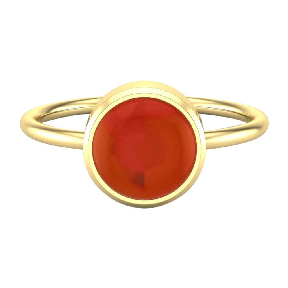 22 Karat Gold Round Cabochon Ring by Romae Jewelry Inspired by Ancient Designs