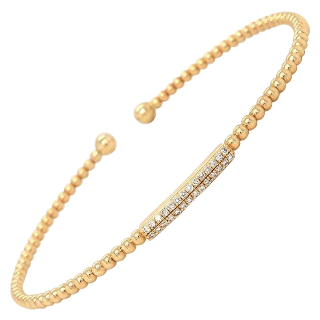 New Gabriel & Co. Bujukan Diamond Double Row Cuff Bracelet in 14K Yellow Gold For Sale