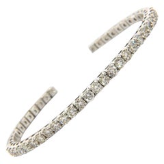New 4.95 CTW Semi-Flexible Diamond Cuff Bracelet in 14kt White Gold