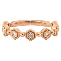 New Gabriel & Co. Diamond Hexagon Stackable Anniversary Band in 14K Rose Gold