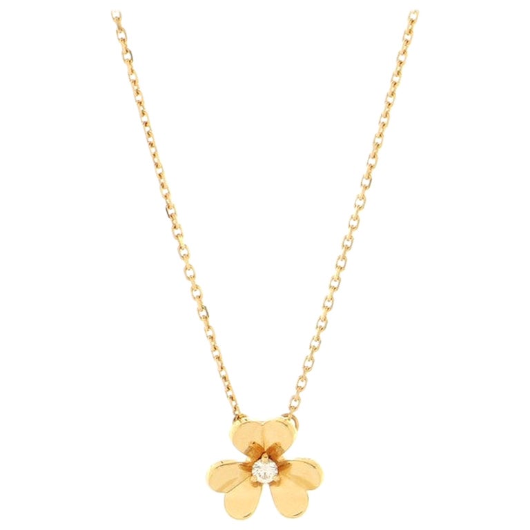 Van Cleef & Arpels Frivole Pendant Necklace 18K Yellow Gold and Diamond Mini