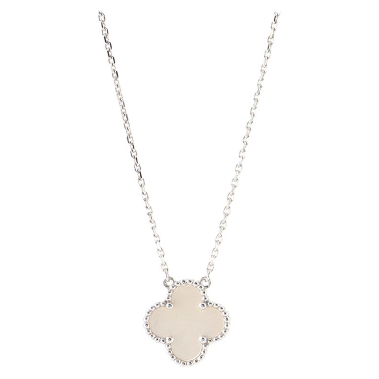Van Cleef & Arpels Vintage Alhambra Pendant Necklace 18K White Gold
