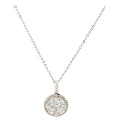 1.14ctw Diamond Cluster Halo Pendant Necklace in 14K White Gold