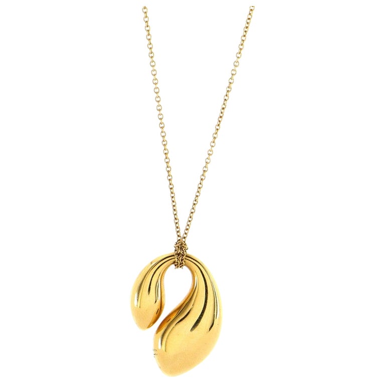 Tiffany & Co. Double Teardrop Necklace 18K Yellow Gold